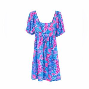 Lilly Pulitzer Delaney Mini Dress Orchid Oasis‎ Cumulus Blue Cotton 0